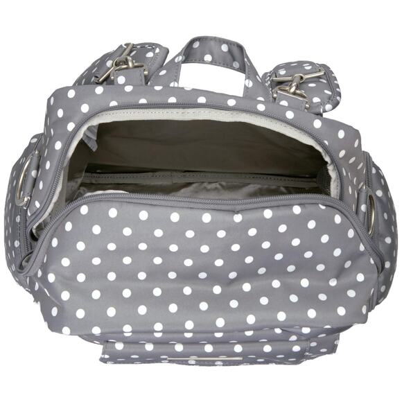 JuJuBe Nurtured Large Breast Pump Backpack Diaper Baby Bag Polka Dot Gray White - Picture 5 of 11